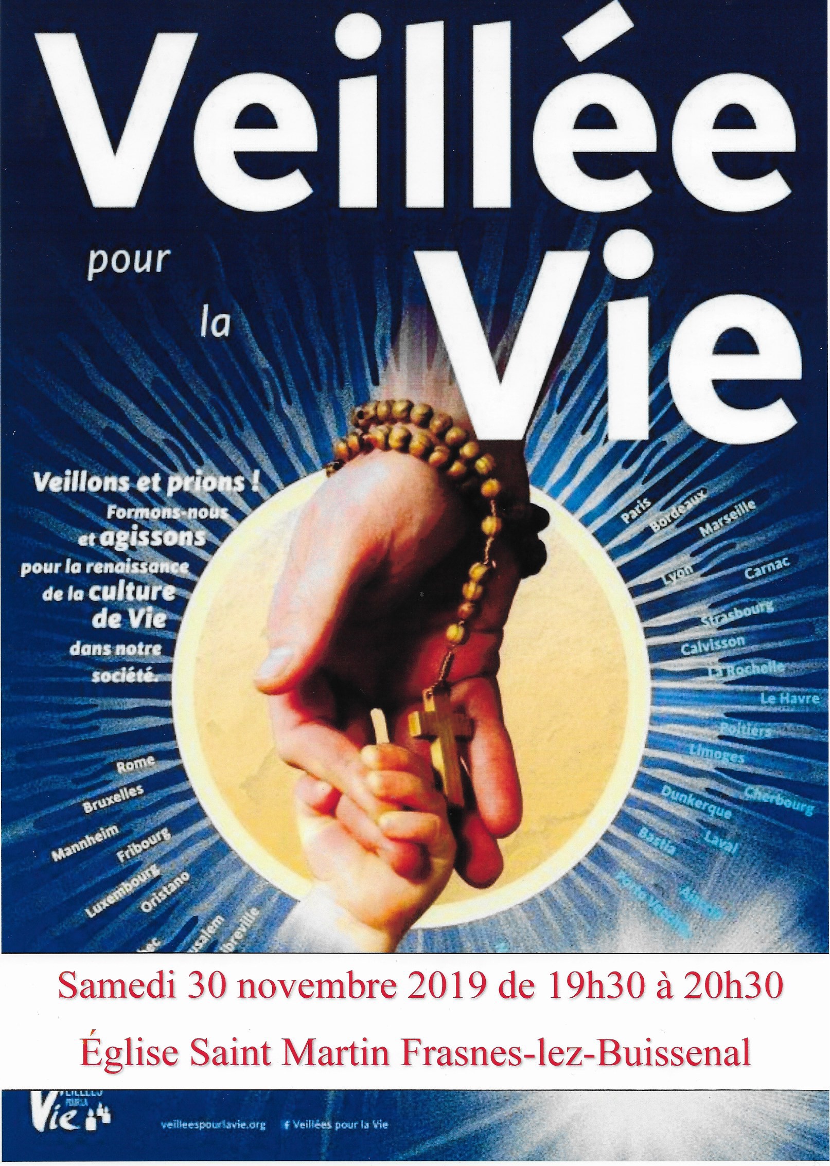 Veillée de prières pour la Vie en l'église Saint Martin à Frasnes-lez-Buissenal Belgique