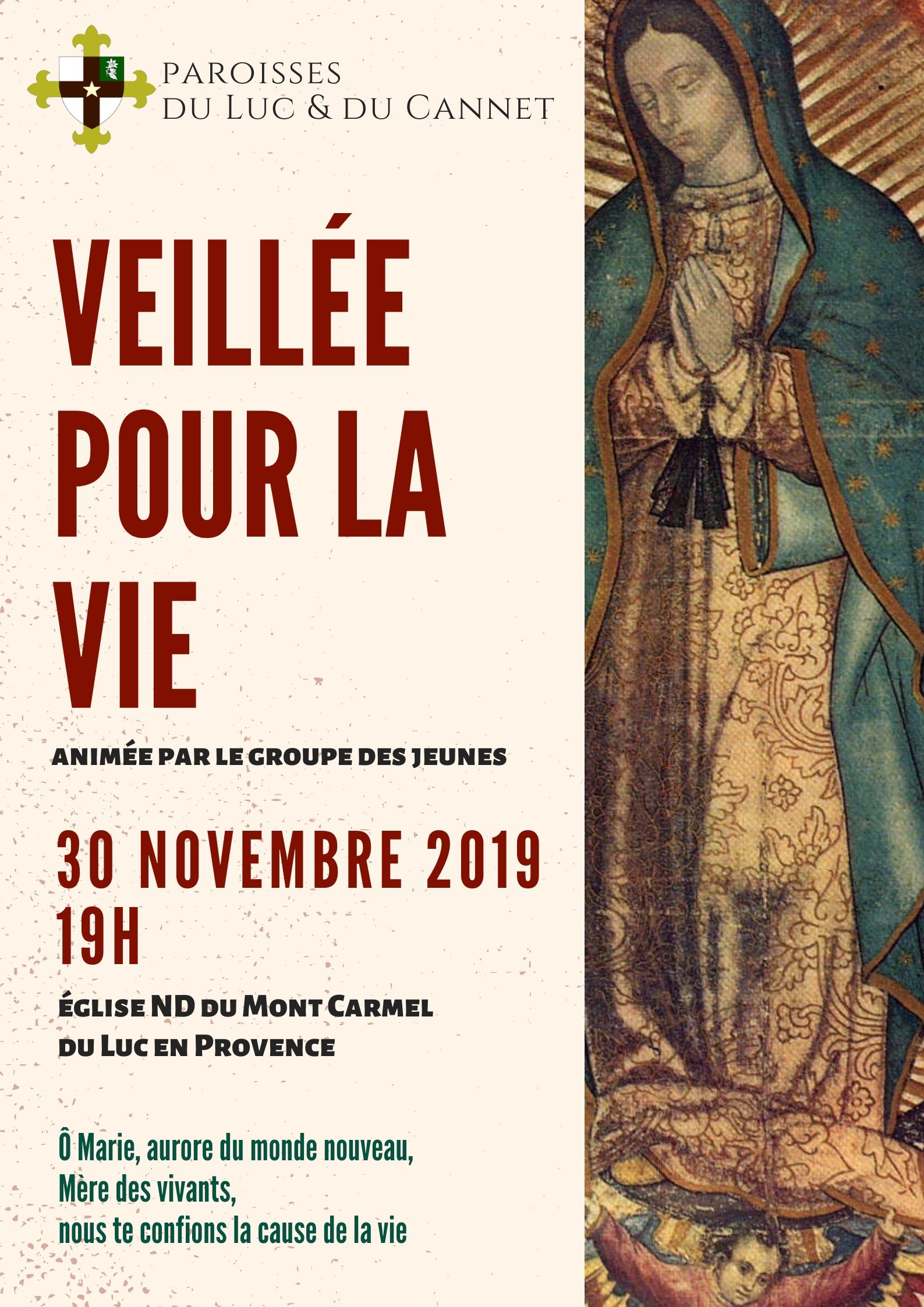 Viellée de prière pour la vie au Luc en Provence