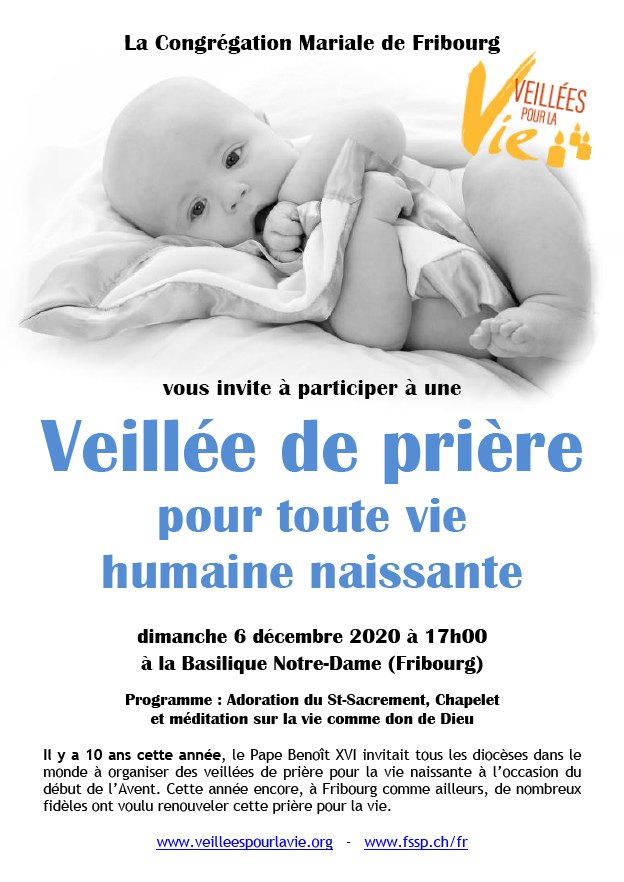Veillée pour la vie avec la Congrégation Mariale de Fribourg
