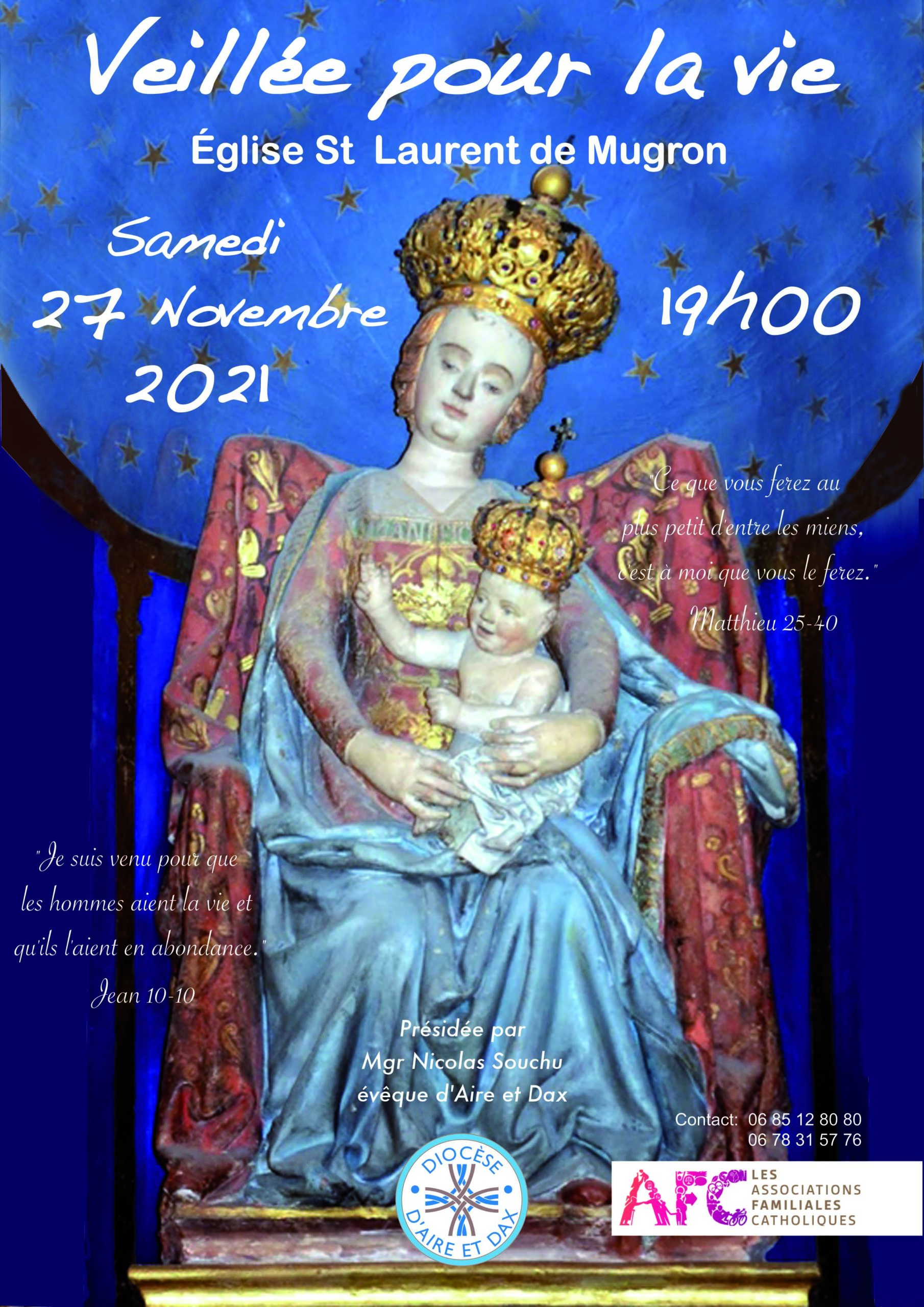 Veillée pour la vie église St Laurent 40250 Mugron