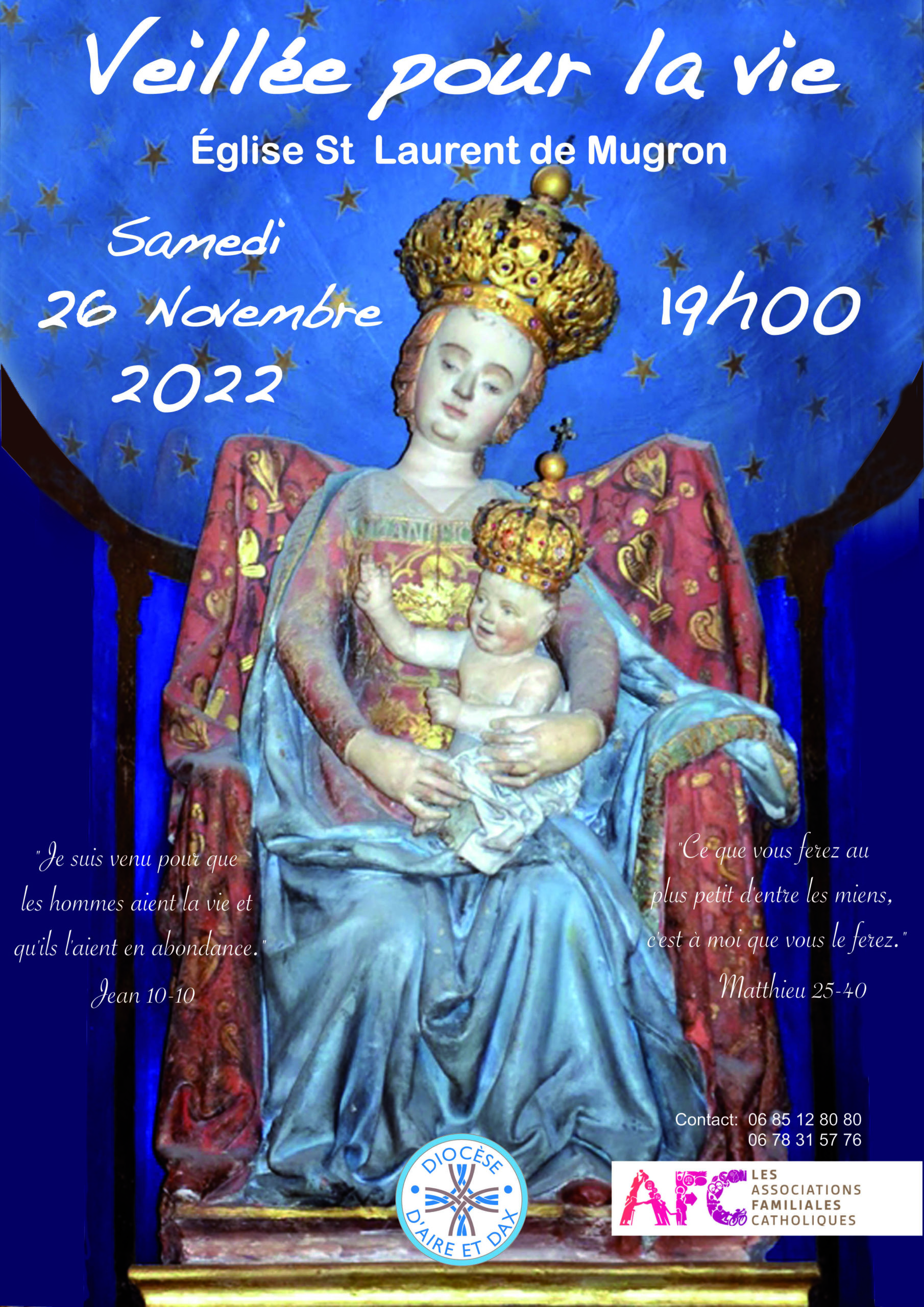 Veillée pour la vie diocèse d'Aire et Dax, église St Laurent 40250 Mugron