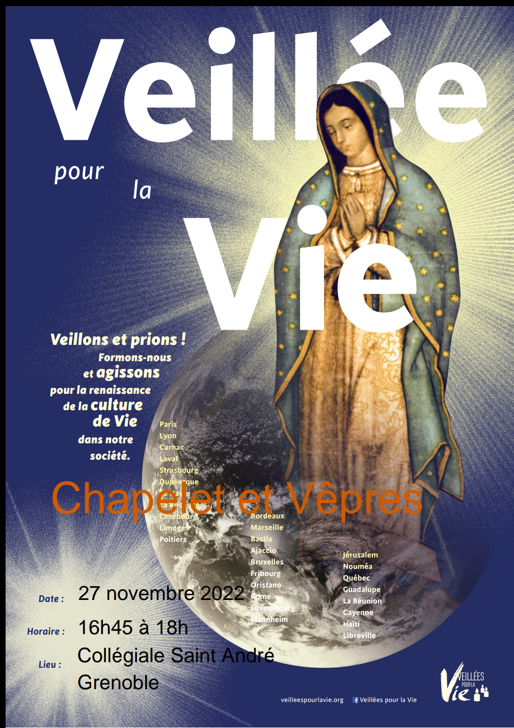 Chapelet et Vêpres pour la Vie à la Collégiale Saint André, Grenoble
