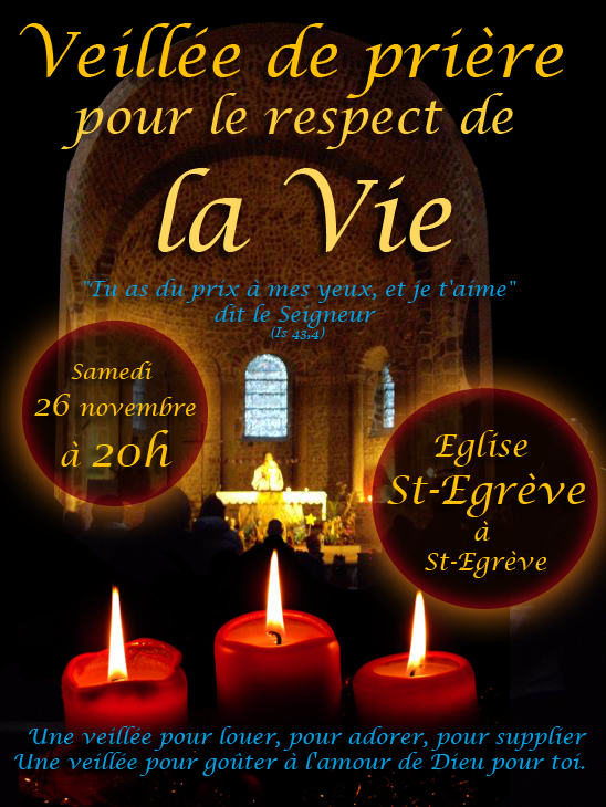 Veillée de prière pour le respect de la Vie, à Saint-Egrève.