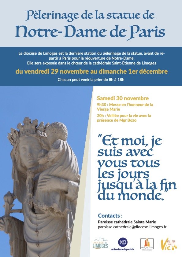 Veille pour la vie en présence de la statue de la Vierge de Notre Dame de Paris